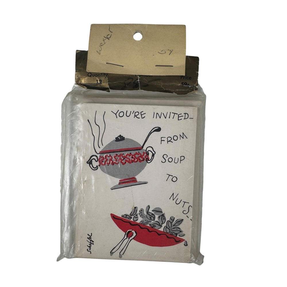 Kitschy MCM 1950s Quirky Vintage Party Invitation Sealed Deadstock Ephemera 12ct